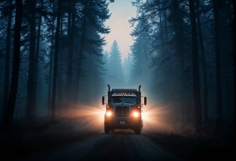 Lastbil i mörker